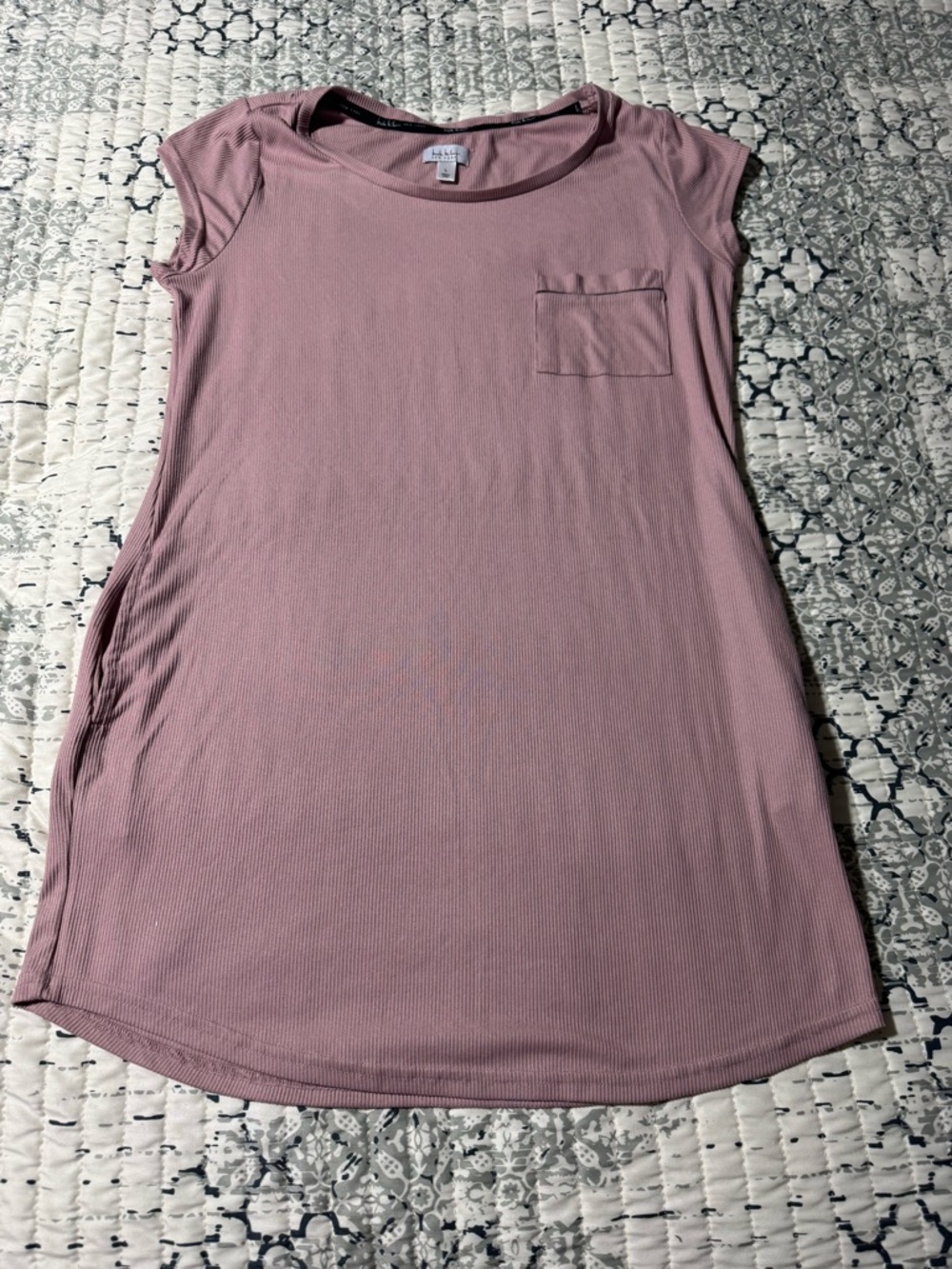 Nicole Miller Dusty Rose Pink Ribbed Night Shirt Night Gown Ladies Size Large